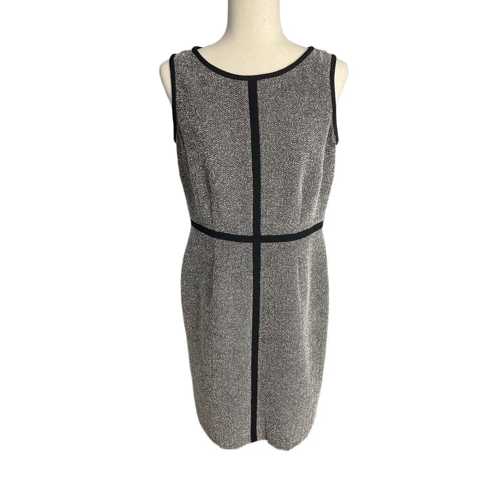 Kasper Separates herringbone black white sleeveless career dress women's size 8